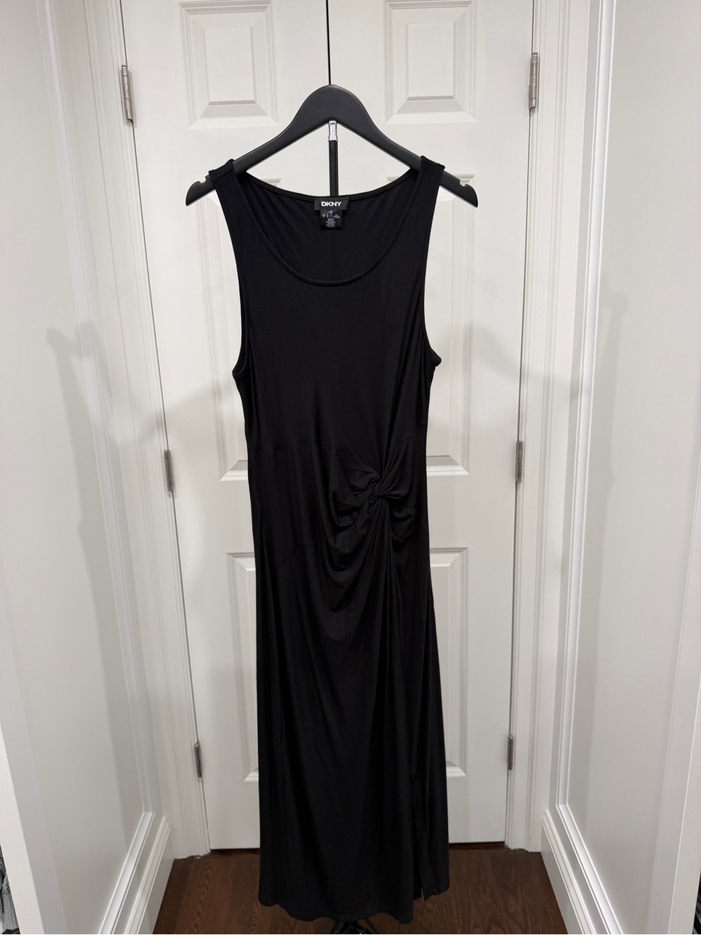 Dkny Black Sleeveless Maxi Dress with Side Twist